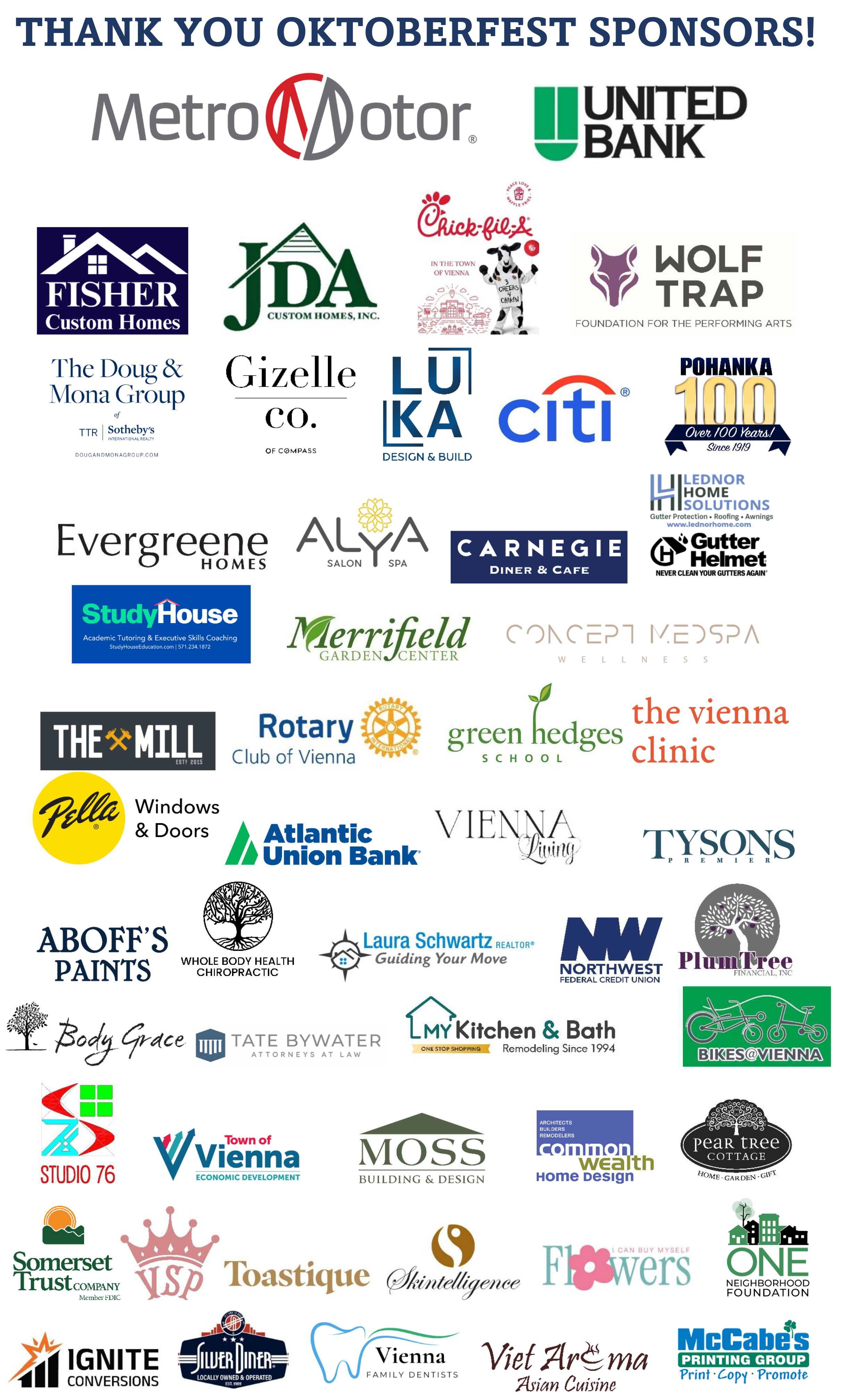 Thank You to Our 2026 Vienna Oktoberfest Sponsors